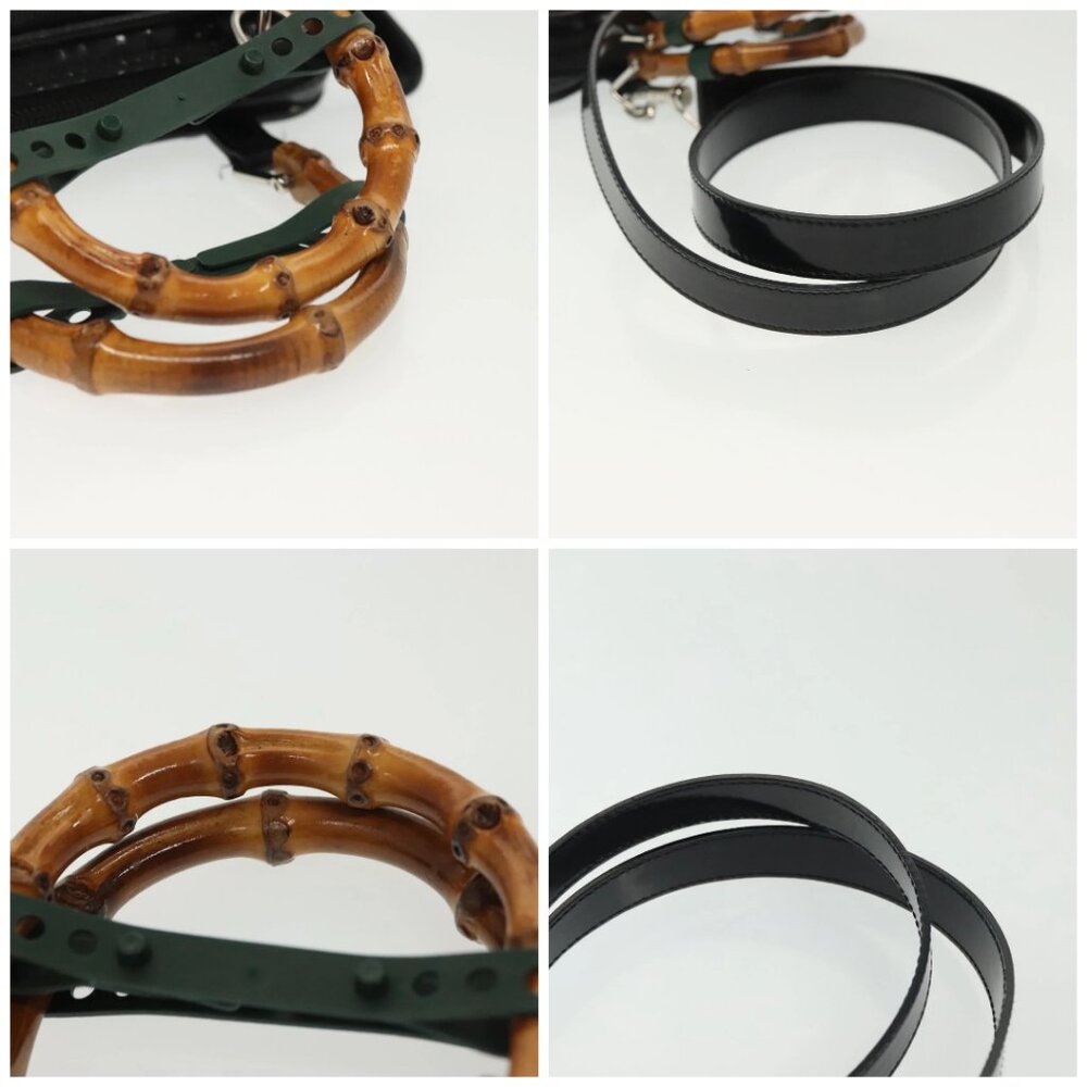 GUCCI Bamboo Hand Bag Nylon 2way Black Silver 007 2040 0275 Auth 141697 - Picture 16 of 16